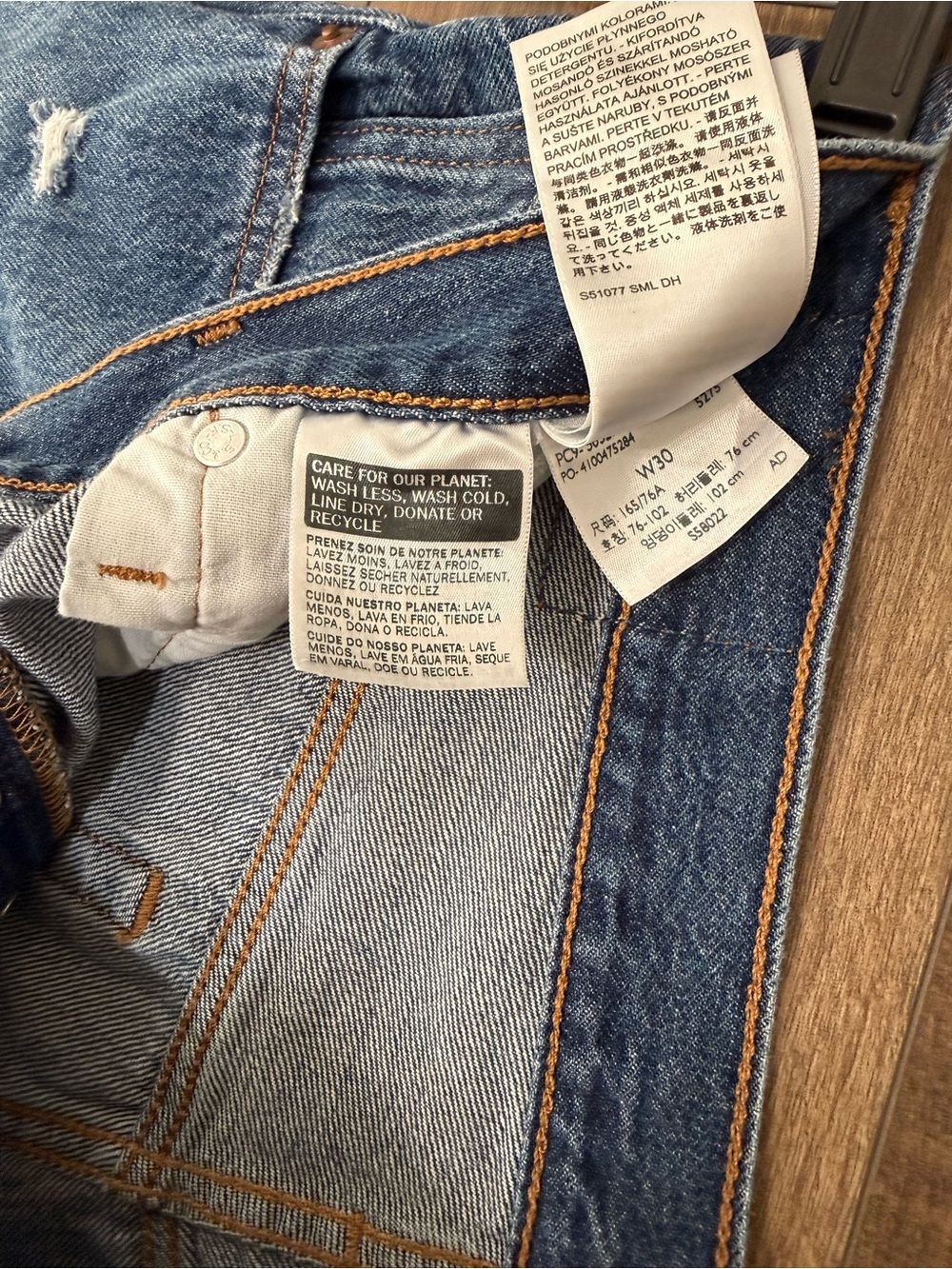 Levi's Dark Blue Distressed Denim Cutoff Shorts - Picture 4 of 5